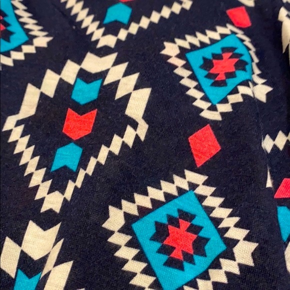Navy Blue Aztec Tribal Print Crop Top Size X Small - Picture 3 of 3